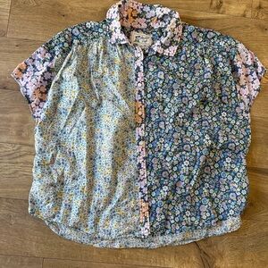 Womens Vintage American Eagle Patchwork Calico Cotton Buttonup Cottagecore Large